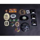A collection of late 19th and early 20th Century buckles and buckle fronts, including a carved jet
