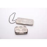 A silver plated pre decimal coin case; together with a silver plated compact containing full and