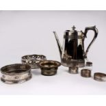 A large collection of silver plated wears to include 2 x wine bottle coasters, boxed cutlery sets,