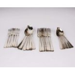 A six piece collection of Victorian and later sterling silver flatware.