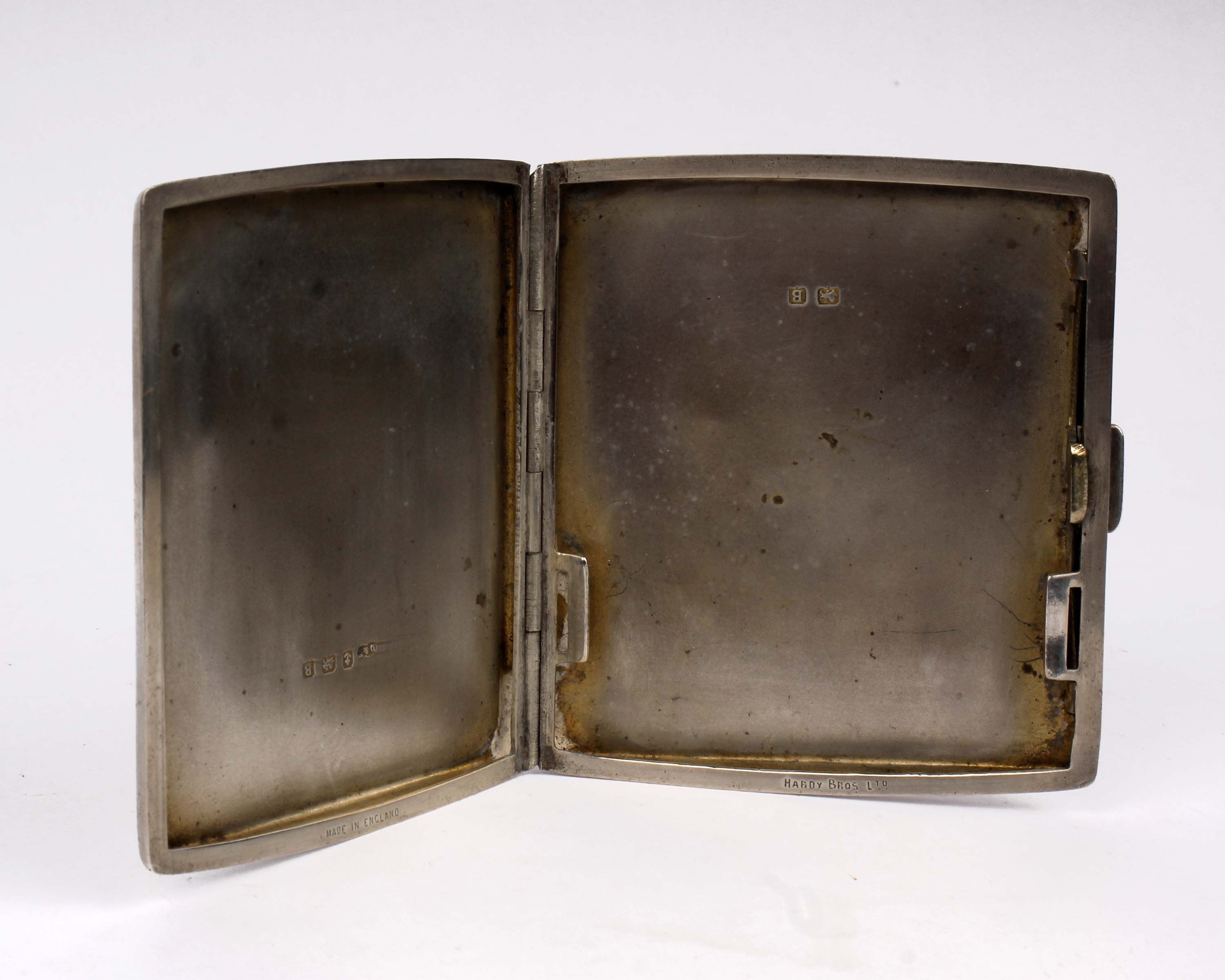 A sterling silver cigarette case with engine turned design by Deakin & Francis Ltd, Birmingham. - Image 2 of 2