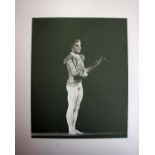 A collection of eight prints of a male ballerina performing at the theatre, the images on blind