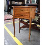 A 20th century bowfront 'Bonheur du Hour' writing desk with painted fleurette panels on slender