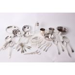 A collection of electroplated wares to include a Christening set, a pair of footed bowls by