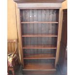 An open fronted mahogany bookcase with inlay decoration and ormolu mounts. 169cm (h)