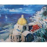 Janette Anderson'Church in Positano'Print73 x 48cm Published by Wizard & Genius, Switzerland,