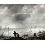 20th century Dutch School Unloading BoatsWatercolour 31 x 44cm