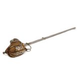 Militaria. A replica 19th Century Scottish basket hilt Officers sword. Blade 81cm.