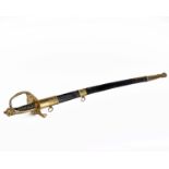 Militaria. A replica French Naval Officers sword circa 1850 with gilt brass pommel guard and grip