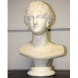 A 19th century Continental carved marble bust of a classical maiden. 45cm (H)