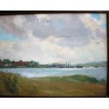 Ernest HayesLandscape with Ships Oil on canvasSigned and dated 1965 lower right28.5 x 39.5xmTogether