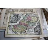 A large collection of antique maps and illustrative works, to include a print after Manesson