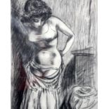 20th century British School A Lady Undressing Charcoal on paper 35 x 25cm