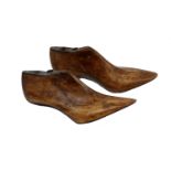 A 19th century original pair of cobbler's wooden shoe lasts