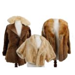 A vintage Harold Livingston mink short sleeve cream jacket, together with a pony fur jacket and