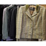 A collection of mid 20th century ladies clothing to include a Tweed 2 piece suit, label Golden Crest