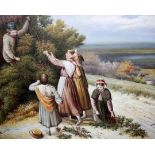 20th century Continental SchoolForaging BerriesOil on canvas 58 x 129cm