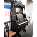 A Victorian mahogany pedal church organ, manufactured for R.Muller, Cape Town with pierced