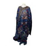 A beautiful 19th century Chinese silk hand embroidered robe, on a blue ground with gold dragons