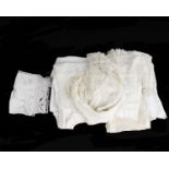 Early 20th Century baby gowns, white cotton pin-tuck blouses, under garments, household linens,