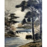 Japanese SchoolWaterfallsPainting on linen24 x 26cmTogether with another landscape with Fuji in