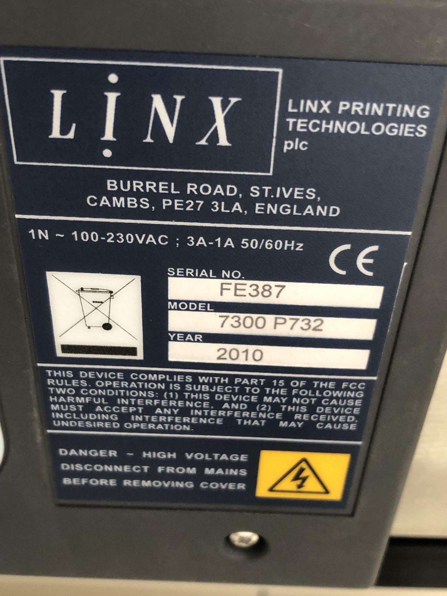 Linx Coding System Mounted on Flexlink Mobile Trolley - Image 10 of 15
