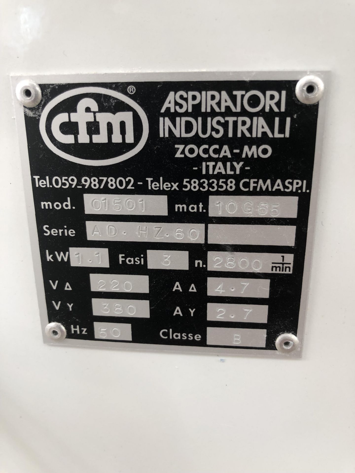 Cfm/Aspiratori Industriali Industrial Vacuum - Model 0150 - Image 5 of 5