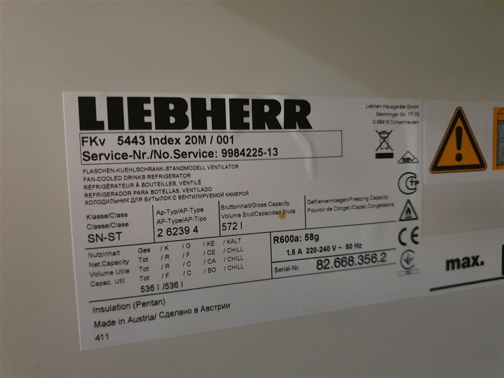 Liebherr FKv 5443 Glass Door Refrigerator - Image 3 of 7