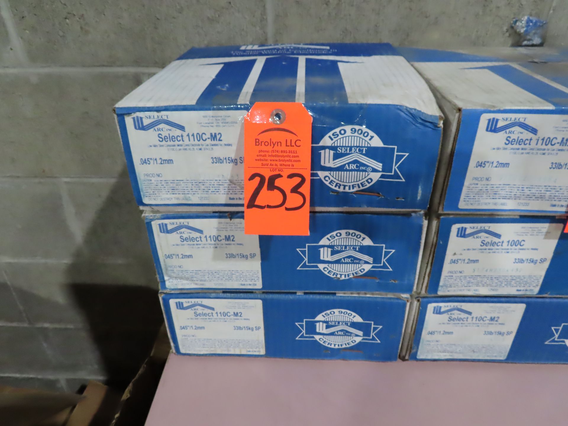 (Qty 3) Select Arc welding wire boxes. Model 110C-M2. .045", 33lb boxes. This item can be picked