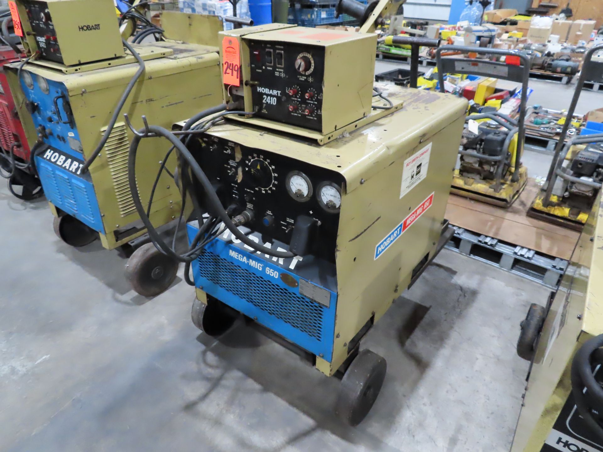 Hobart Mega-Mig 650 welder with Hobart 2410 feed unit. This item can be picked up onsite with no