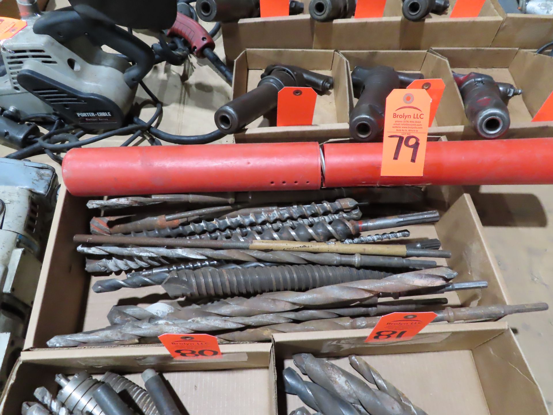 Large assortment of hammer drill bits. This item can be picked up onsite with no loading fee. Should