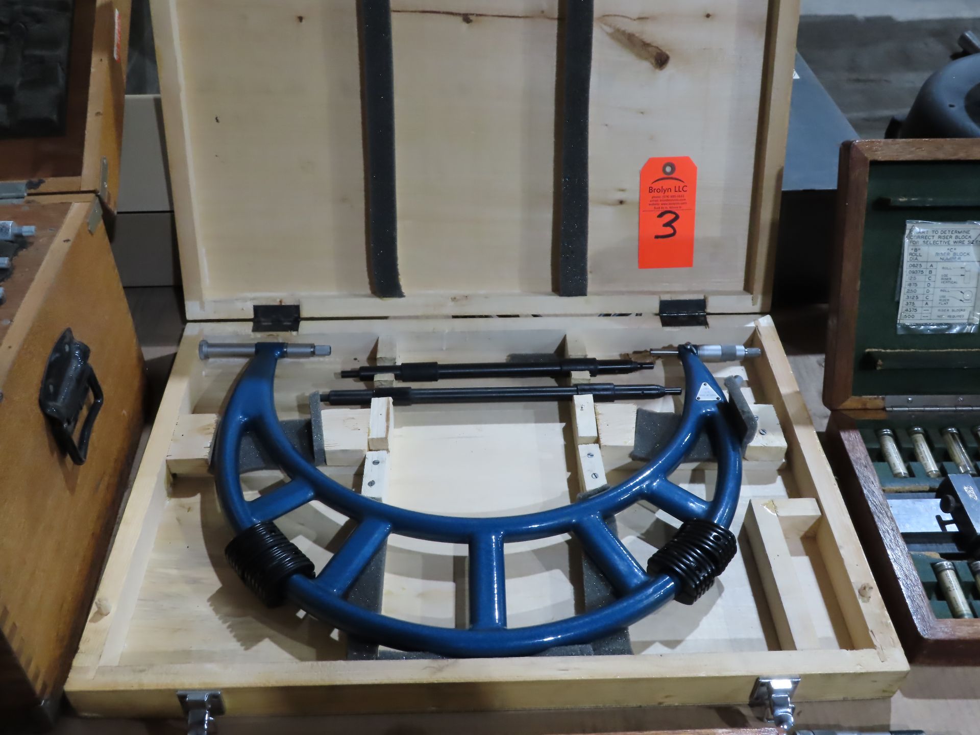 12-16" outside micrometer, .001" resolution, with case and standards as pictured. This item can be