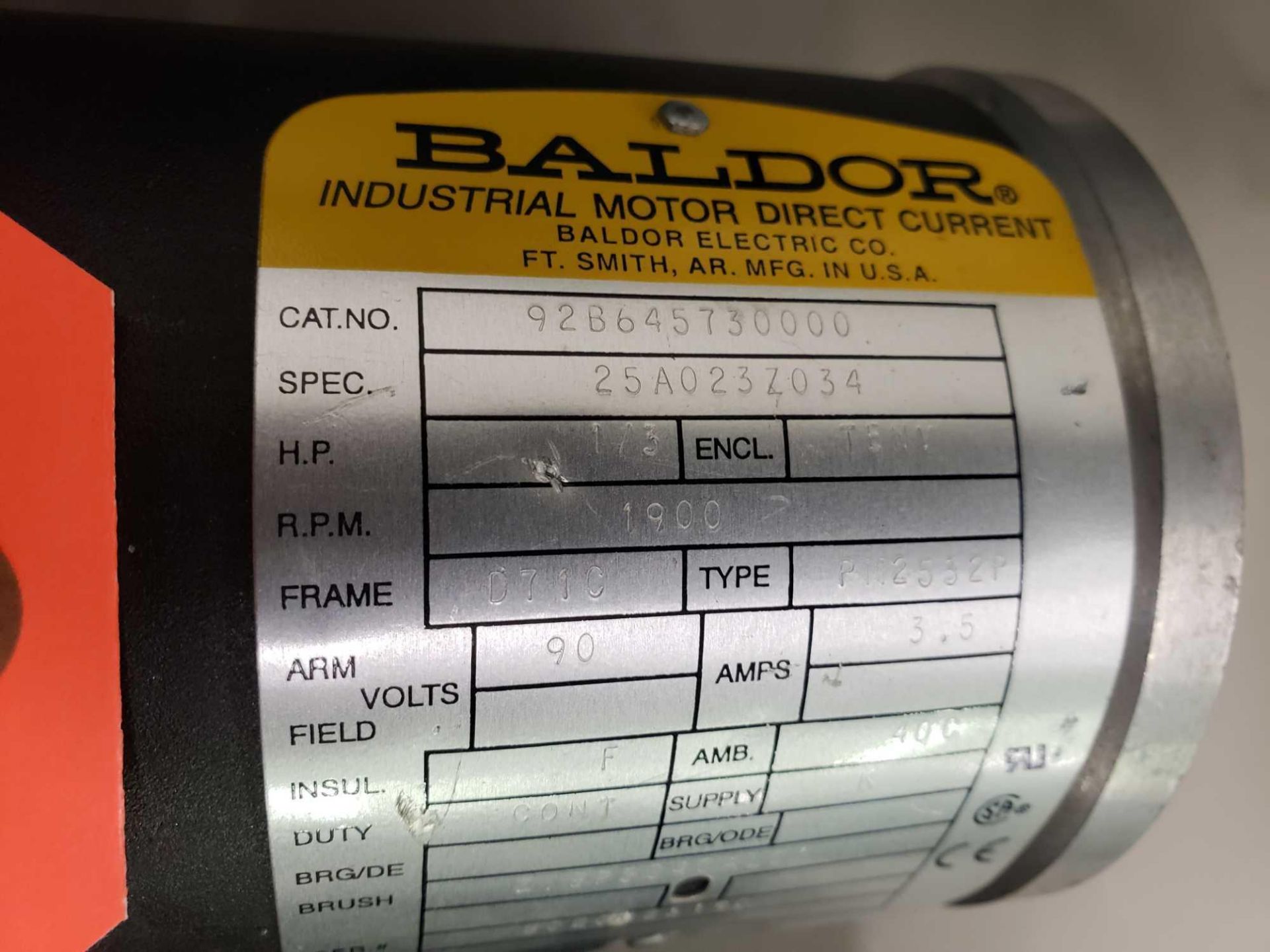 Baldor motor catalog no. 92B645730000. New with minor shelf wear. - Image 3 of 3