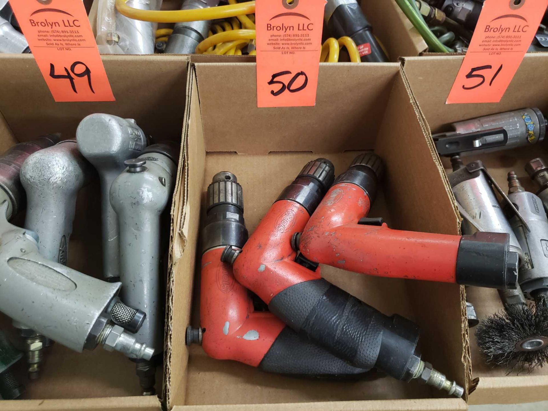 Qty 3 - various screw guns and drills from manufactures such as Sioux, ARO, and others.