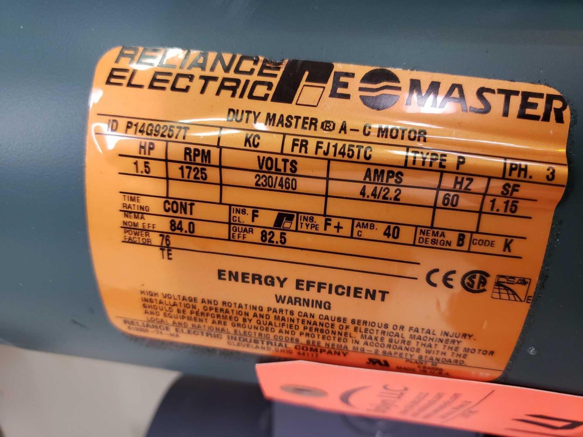 Reliance Electric E-Master model P14G9257T. New with minor shelf wear. - Image 3 of 3