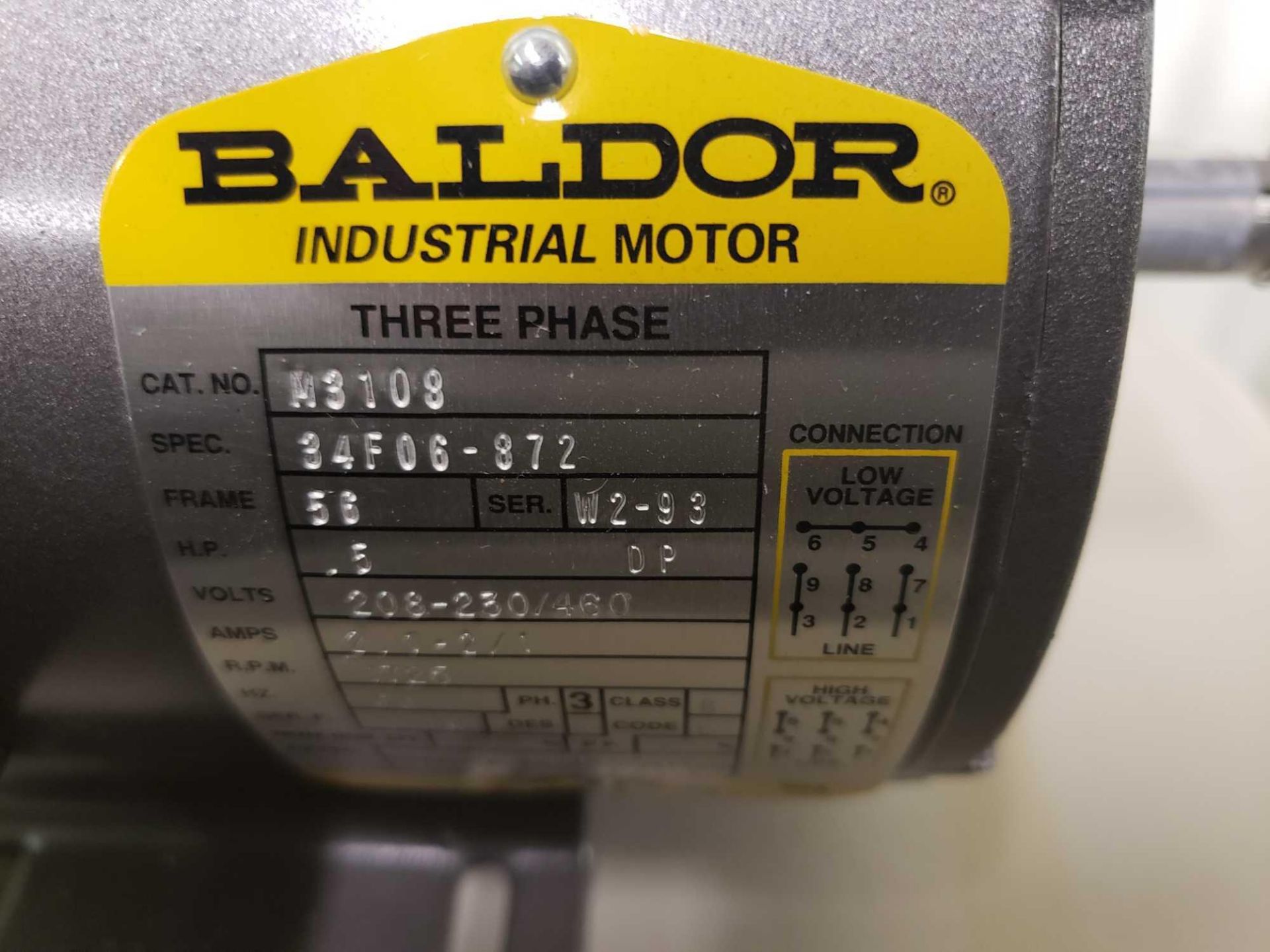 Baldor motor. Catalog M3108. New with minor shelf wear. - Image 3 of 3