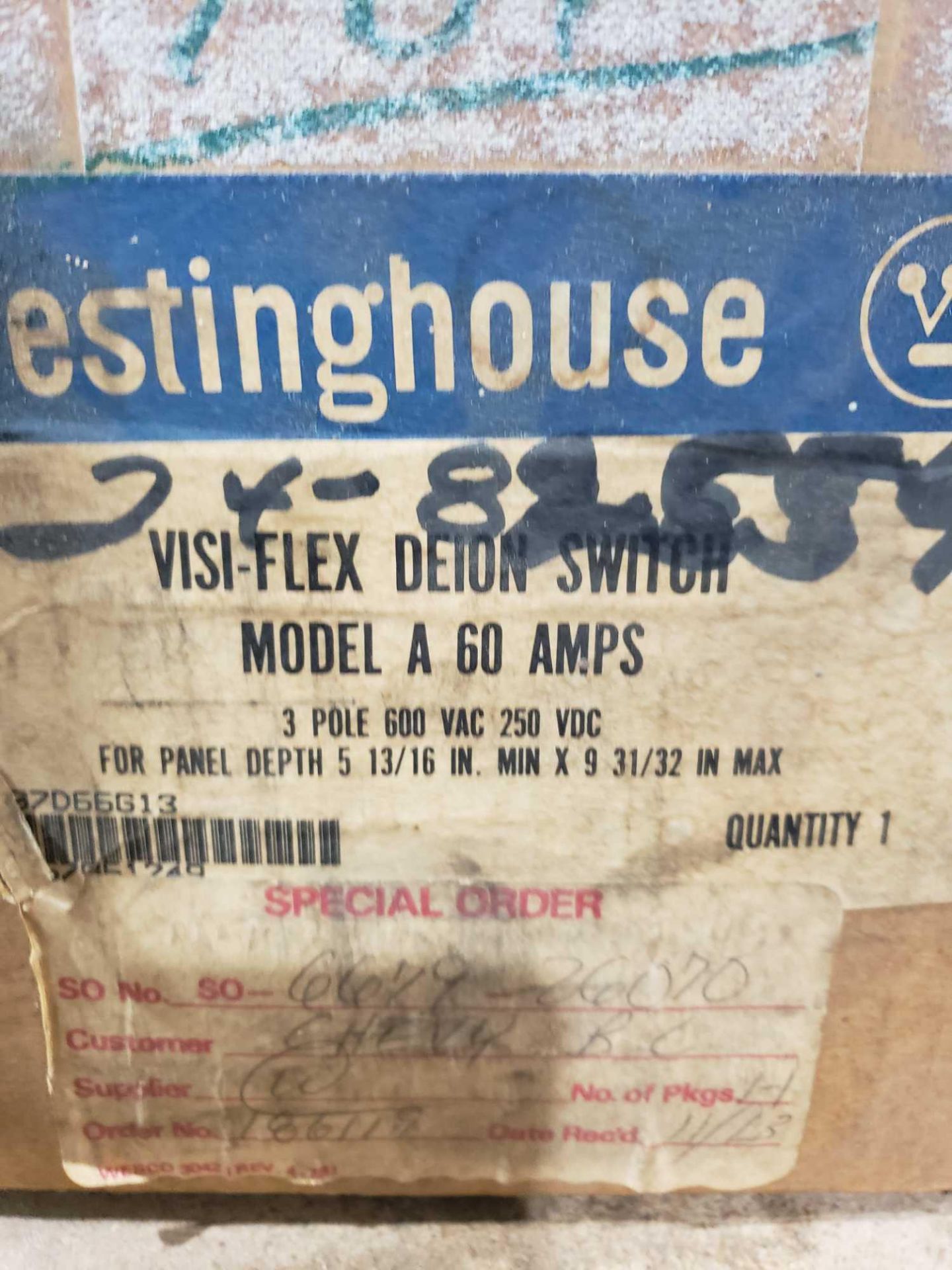 Westinghouse Visi-Flex Deion Switch Model A. - Image 2 of 2