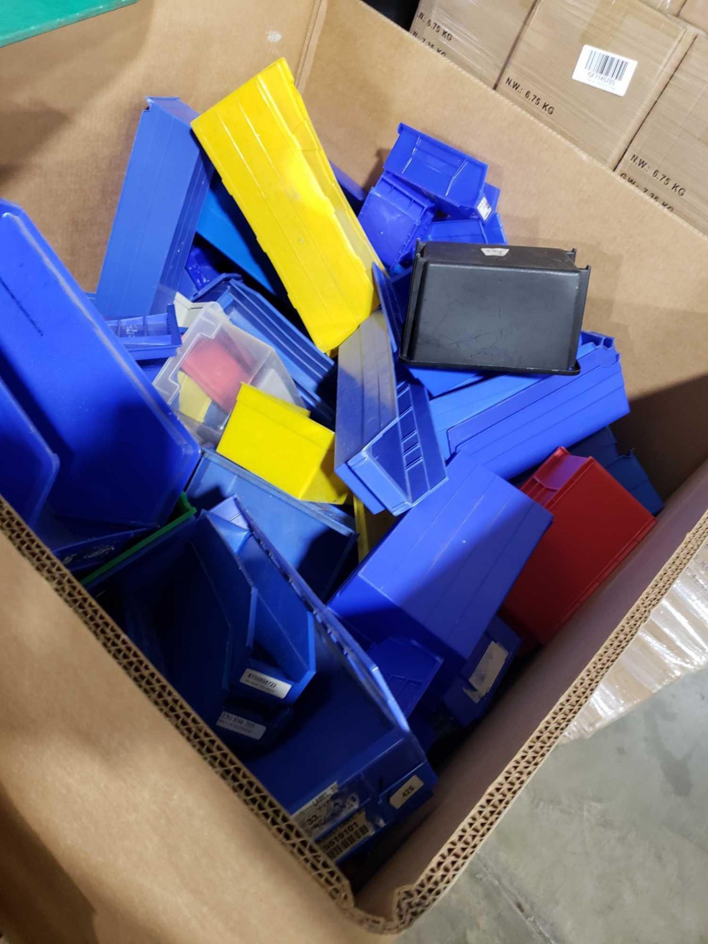 Contents of cardboard gaylord including large quantity of various size and color hanging bins. - Image 2 of 4