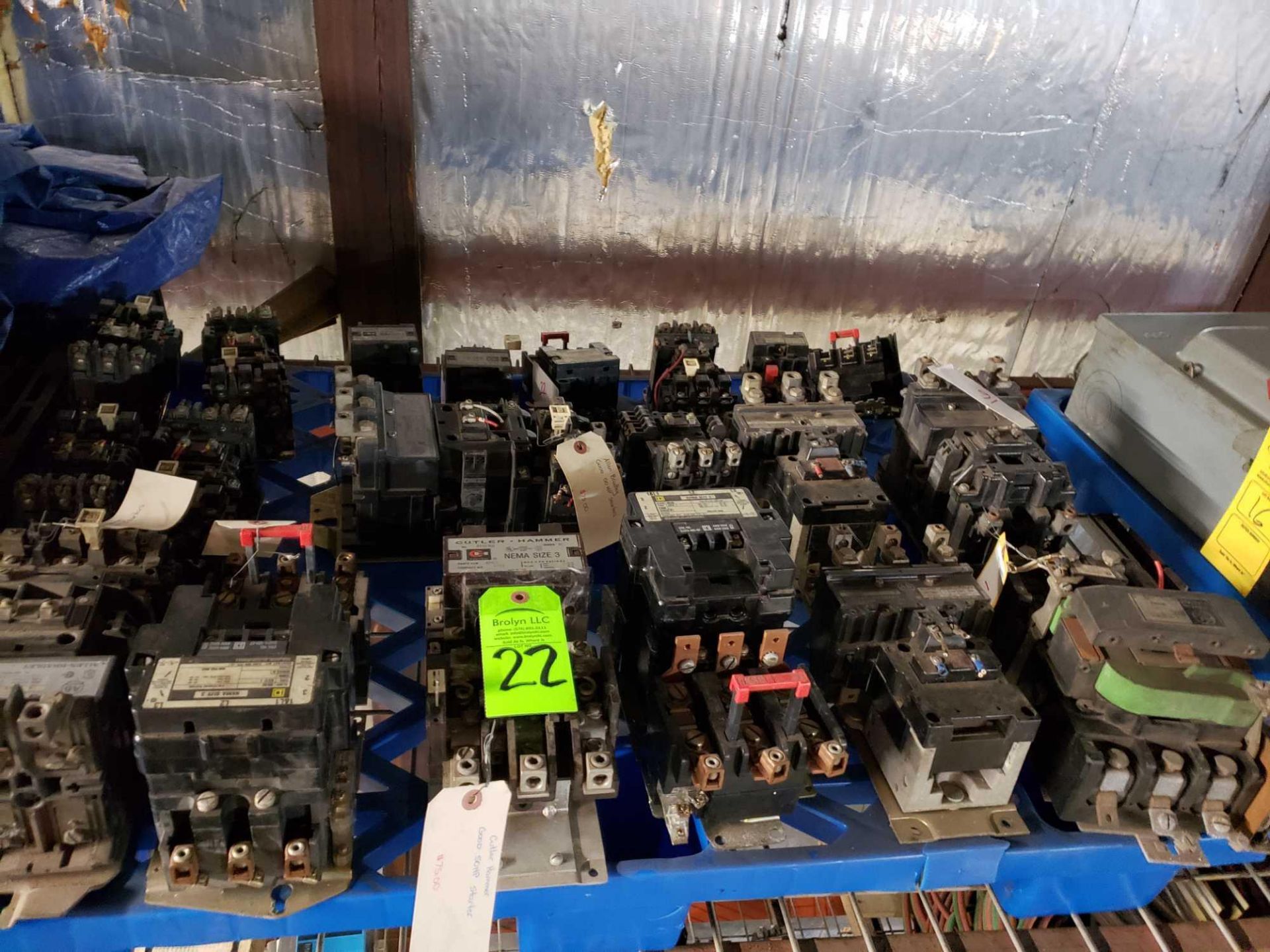 Large lot of assorted Contactors up to size 3 from Square D, Cutler Hammer and Allen Bradley