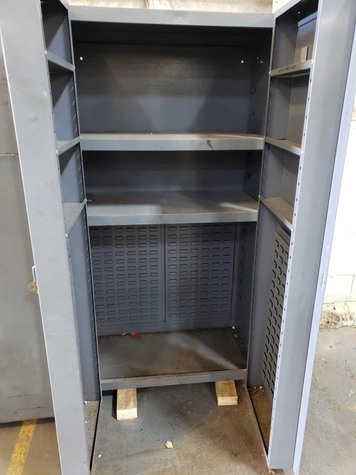 Heavy duty industrial cabinet for Akro bins. 72" tall x 38" wide x 24" deep. Appears to be equipto o - Image 2 of 2