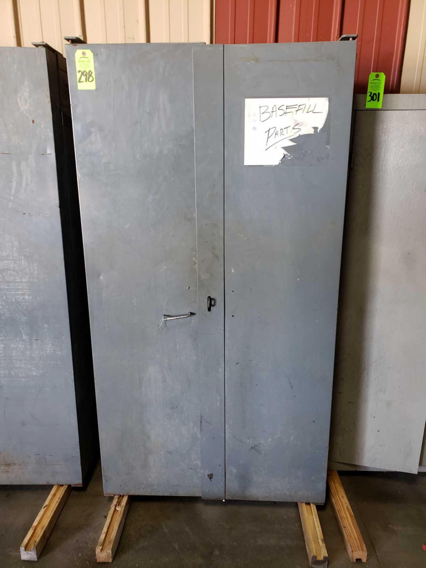 Heavy duty industrial cabinet for Akro bins. 72" tall x 38" wide x 24" deep. Appears to be equipto o