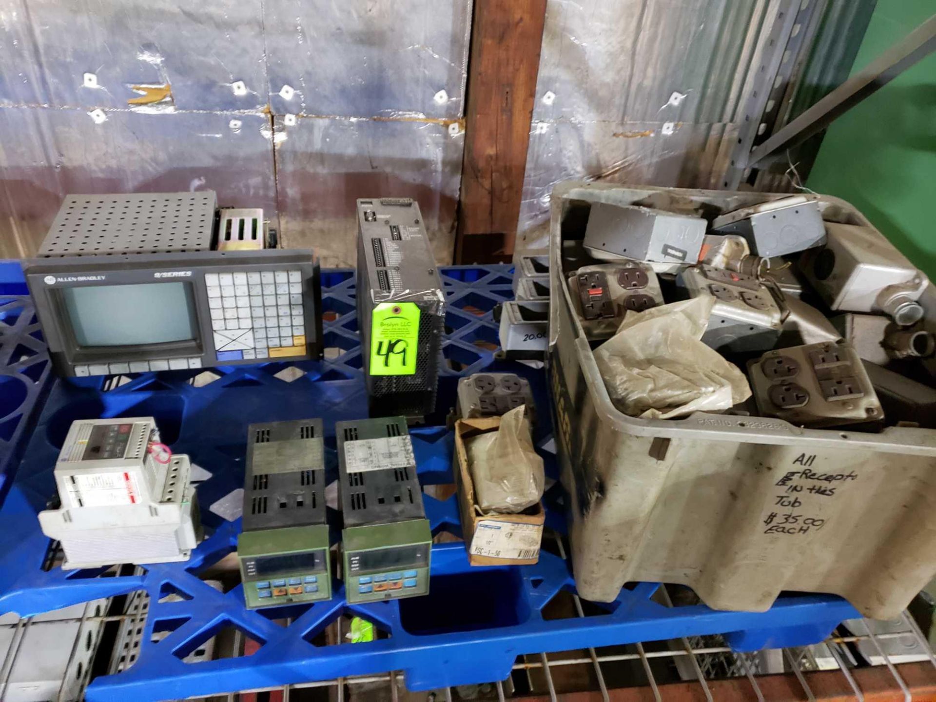 Pallet of assorted electrical Allen Bradley 9/series controller, Parker and more.