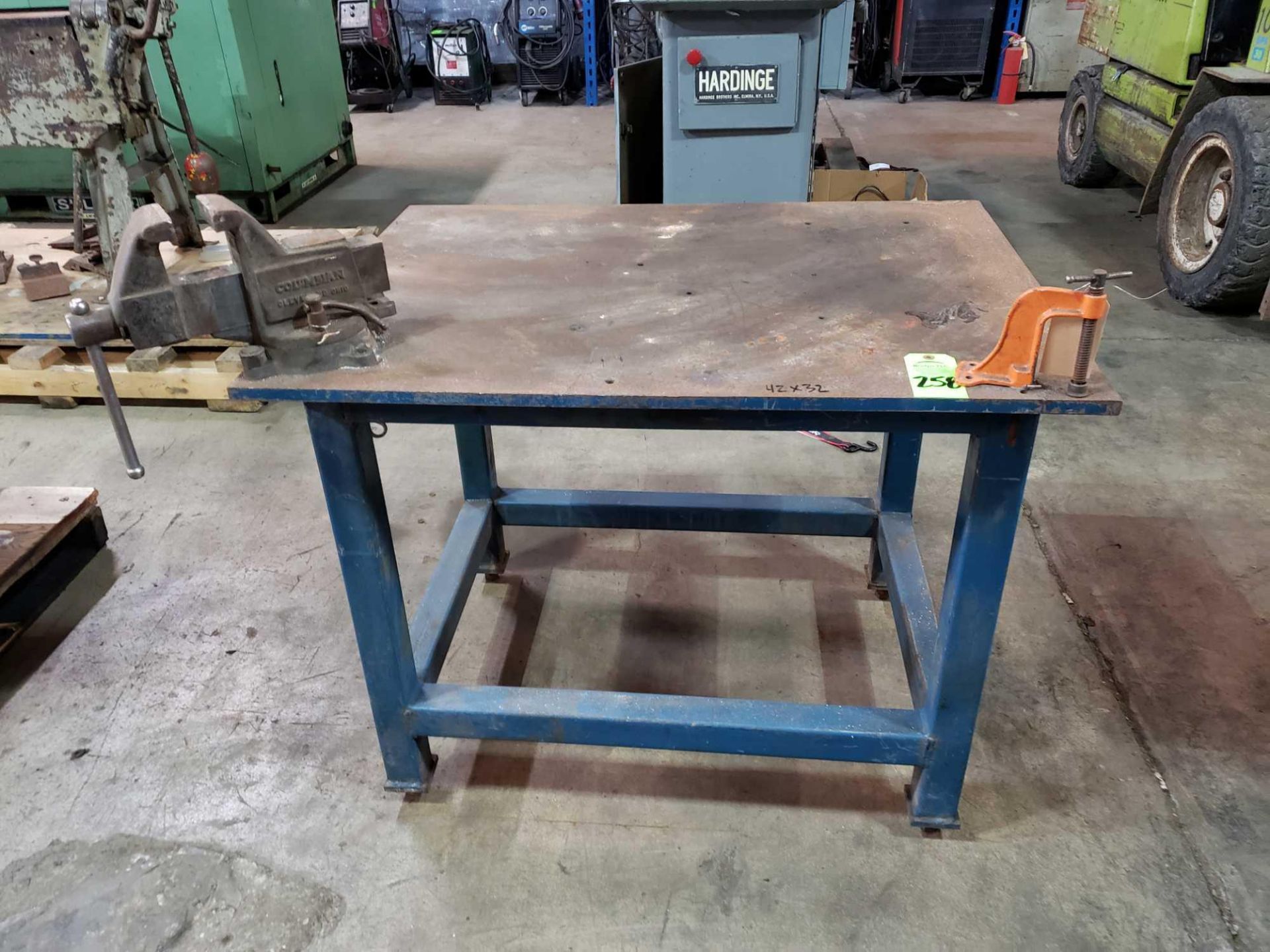 Heavy duty welding table 42" x 32" with Columbian vise included.