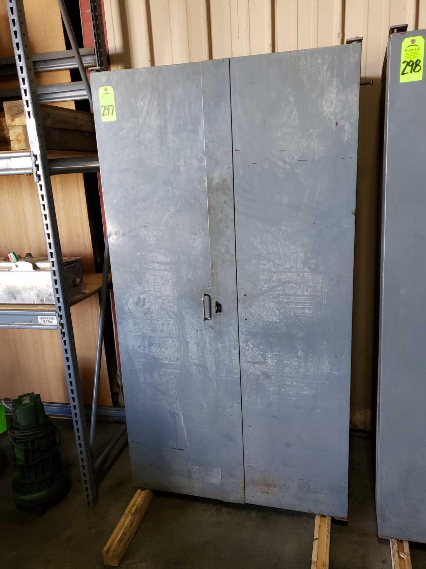 Heavy duty industrial cabinet for Akro bins. 72" tall x 38" wide x 24" deep. Appears to be equipto o