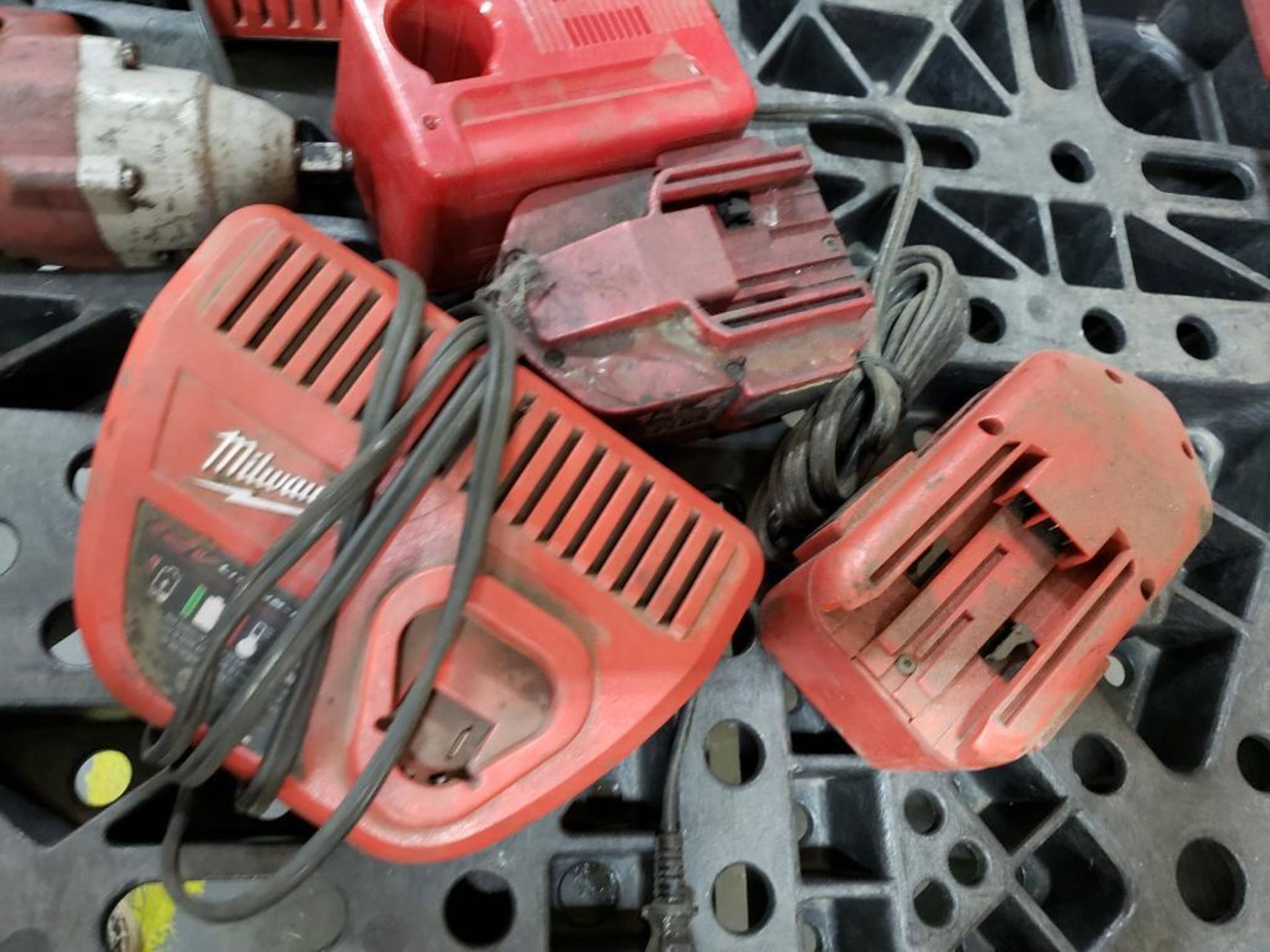 Milwaukee impact 14.4v, with assorted chargers and batteries - Image 5 of 5