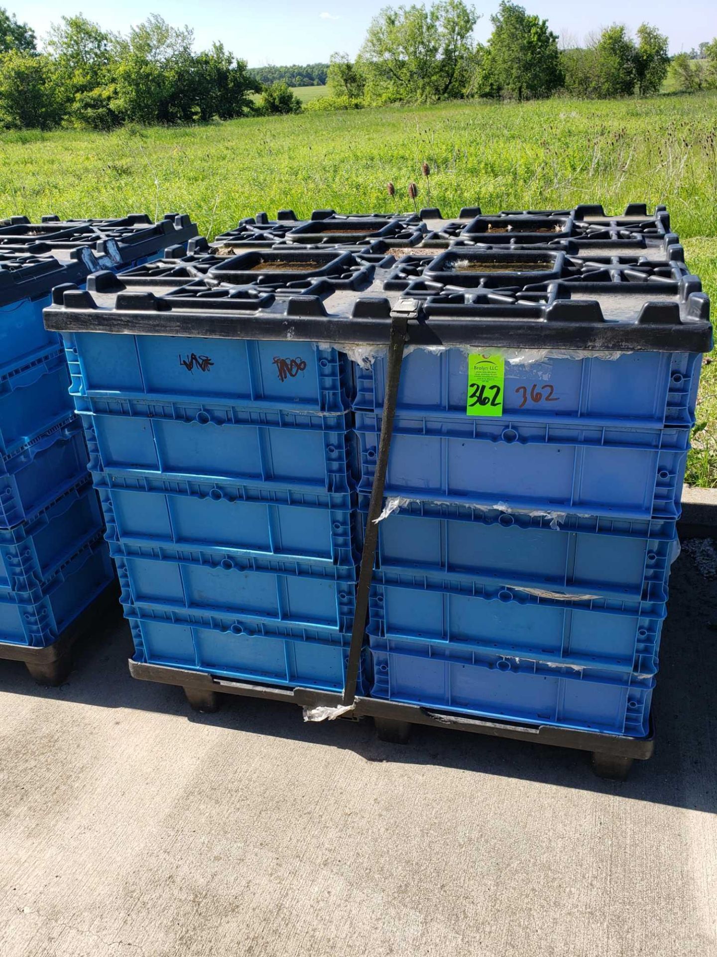 Qty 30 - plastic bins. 24" x 15" x 7" with pallet