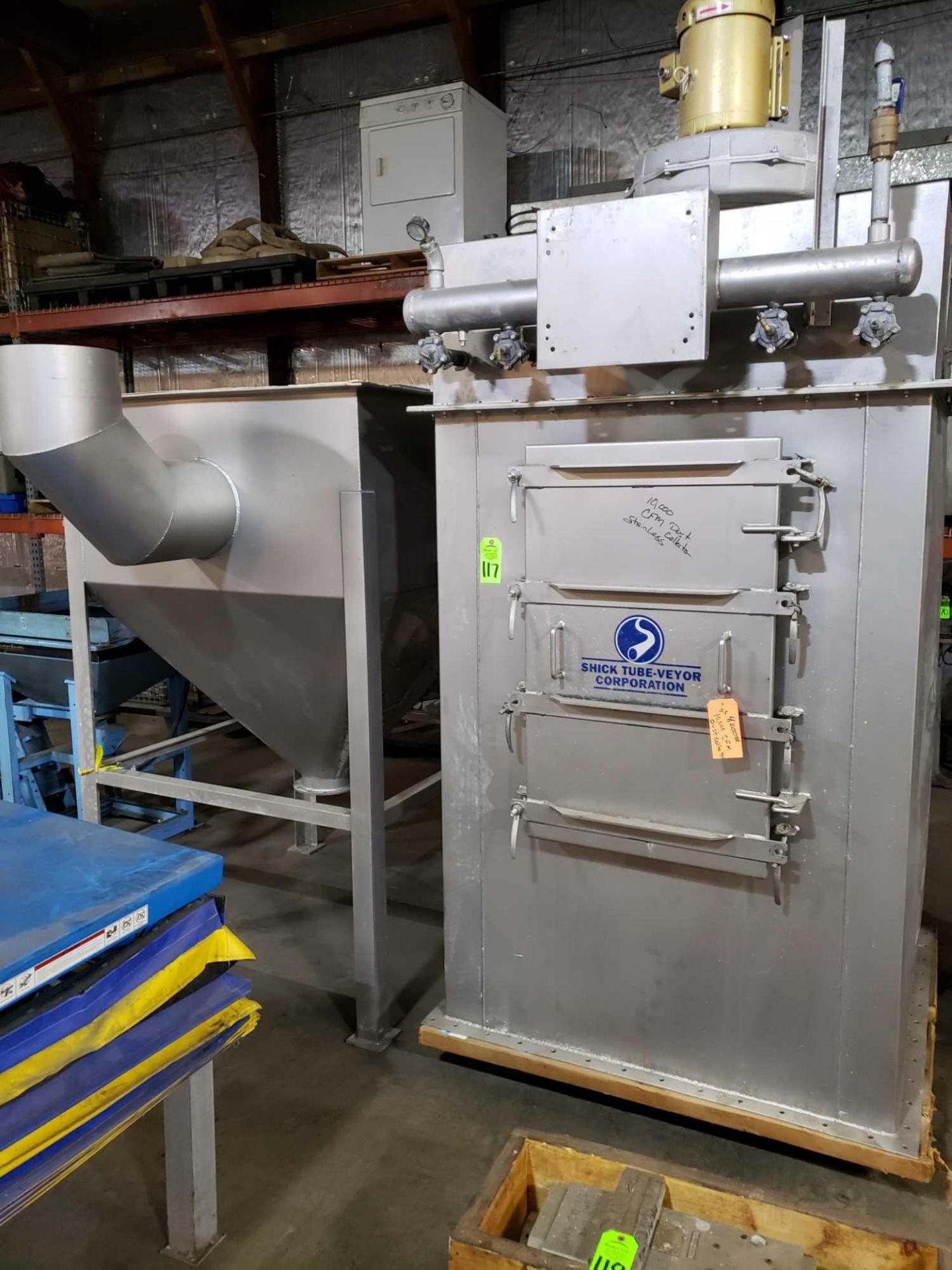 Shick Tube-Veyor Corporation 10,000cfm dust collector. Said to be all stainless steel