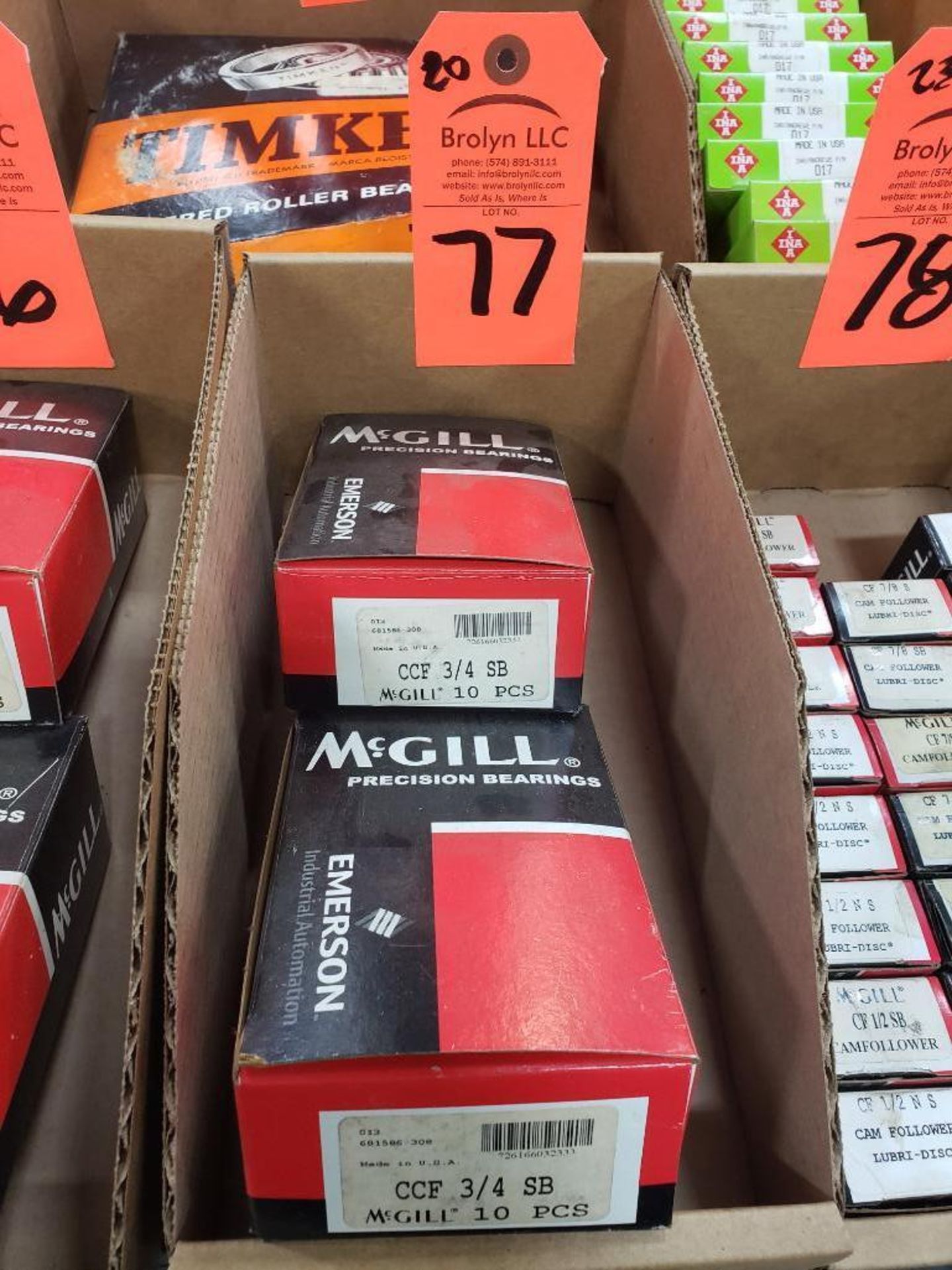 Qty 20 - McGill part number CCF-3/4SB. New in boxes.