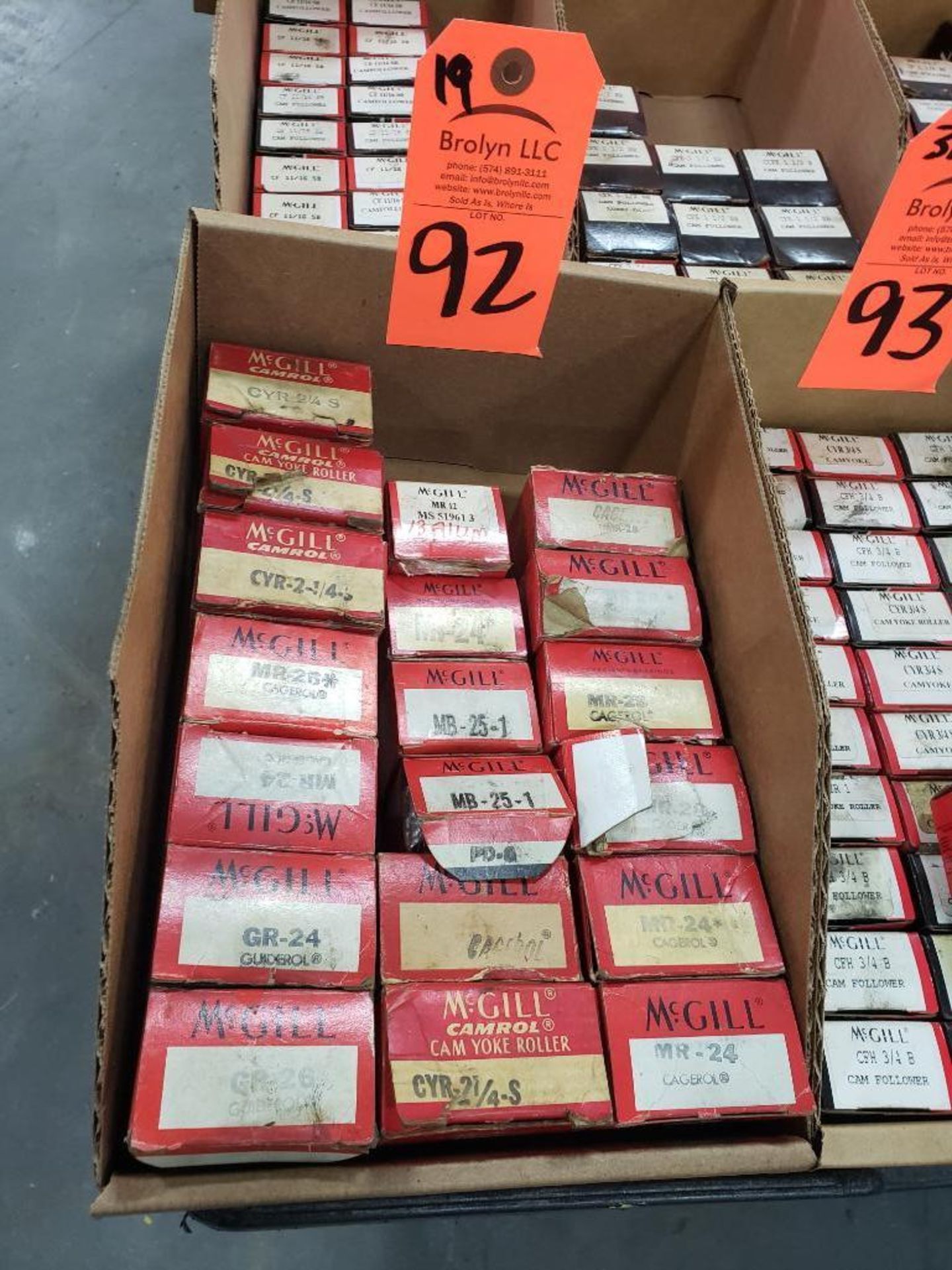 Qty 19 - McGill bearings assorted part numbers as pictured. New in boxes.