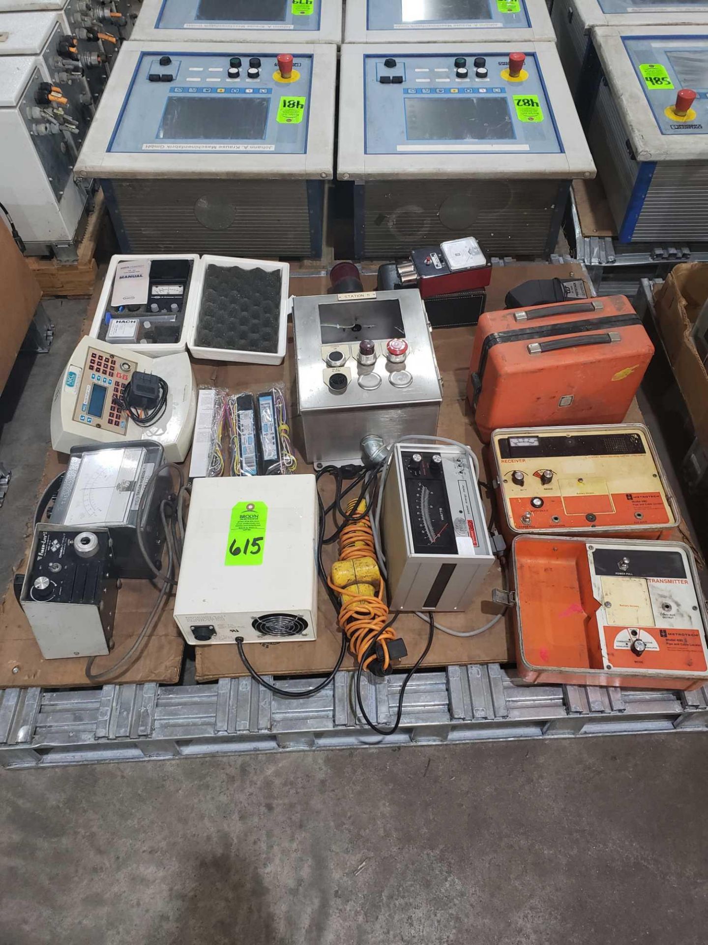 Pallet of assorted test equipment.